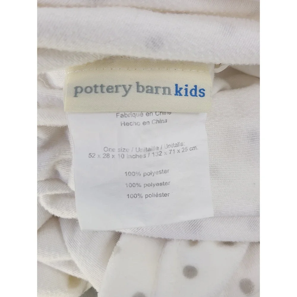 Pottery Barn Kids Fitted Crib Sheet One Size White Gray Polka Dot Soft Flannel